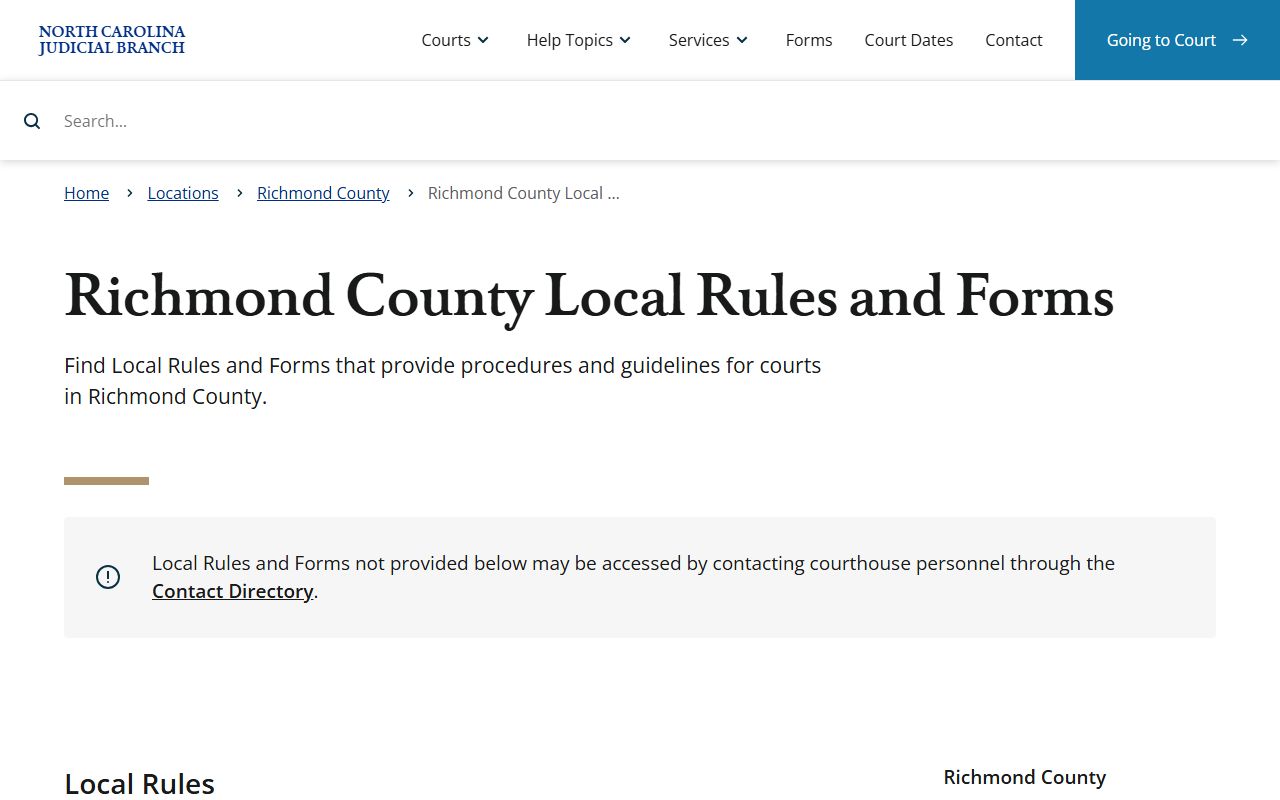 Richmond County court dockets local rules and forms source