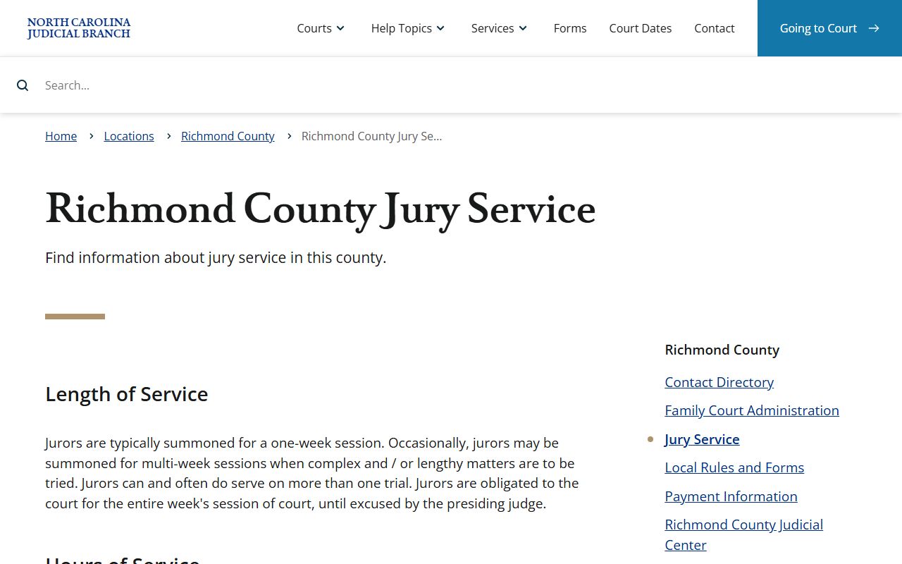 Richmond County court dockets jury service source