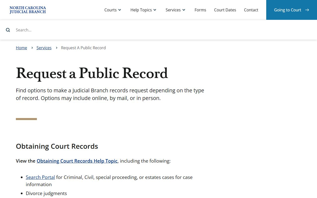 Richmond County court records Judicial Branch public records request source