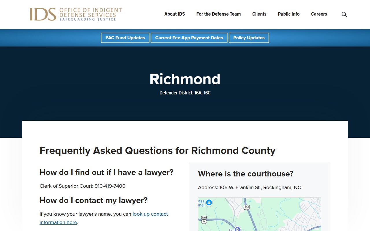 Richmond County criminal court records indigent defense services source