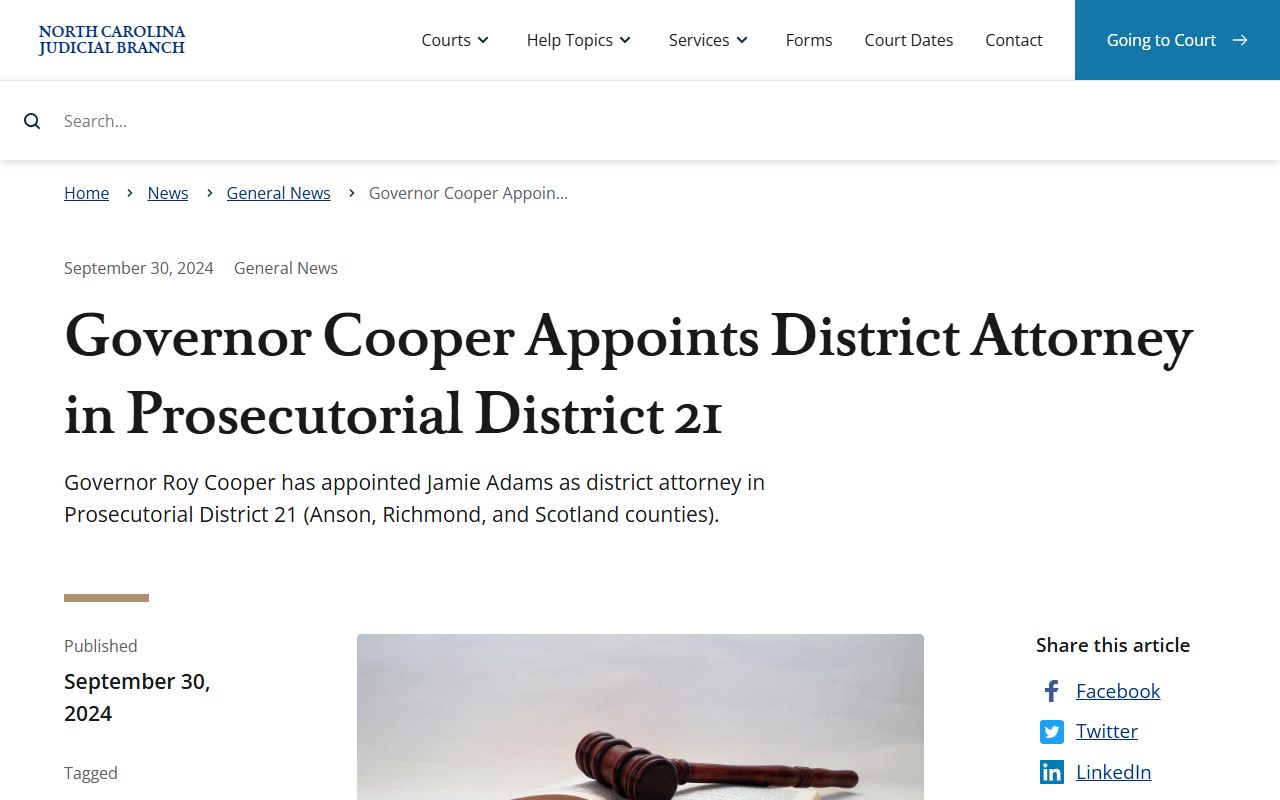 Richmond County criminal court records District Attorney appointment source