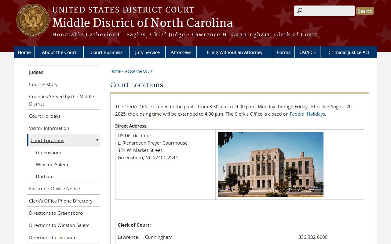 Richmond County district court records federal court locations