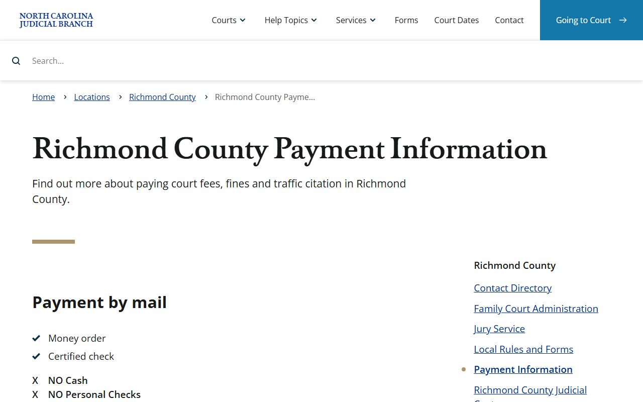Richmond County traffic court records payment information source